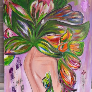 Pintura titulada "Mujer florero" por Nataliya Tarasyuk, Obra de arte original, Acrílico Montado en Bastidor de camilla de ma…