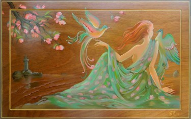 Pittura intitolato "Spring in Douarnenez" da Natalja Cernecka, Opera d'arte originale, Olio