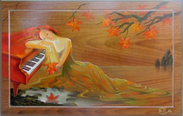 Картина под названием "Autumn in Douarnenez" - Natalja Cernecka, Подлинное произведение искусства, Масло