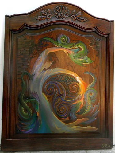 Peinture intitulée "Danse du feu" par Natalja Cernecka, Œuvre d'art originale, Huile