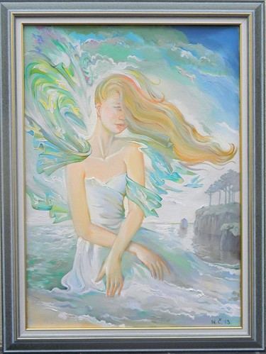Malarstwo zatytułowany „Sur la plage des Da…” autorstwa Natalja Cernecka, Oryginalna praca, Olej