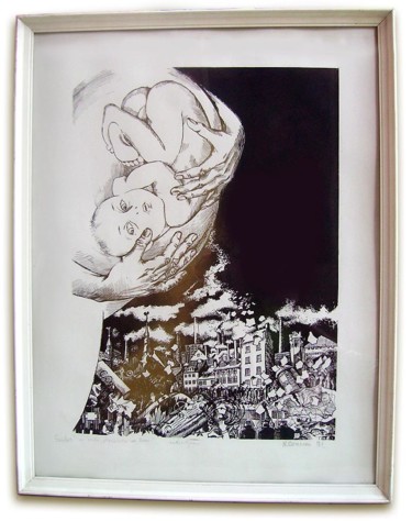 Druckgrafik mit dem Titel "Nous. 1991." von Natalja Cernecka, Original-Kunstwerk, Gravur