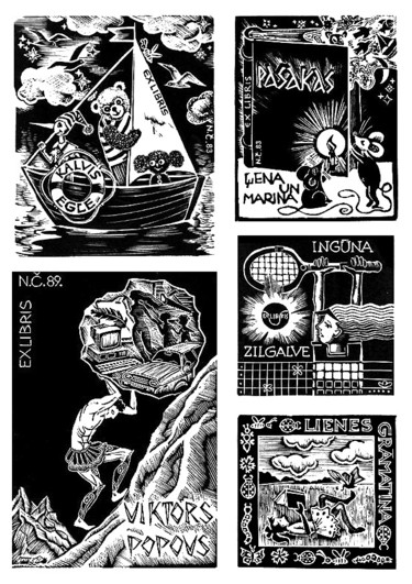 Impressões e gravuras intitulada "ex-libris1" por Natalja Cernecka, Obras de arte originais, Xilogravura