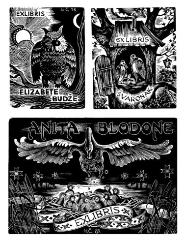 Impressões e gravuras intitulada "ex-libris2" por Natalja Cernecka, Obras de arte originais, Xilogravura