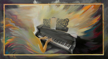 Painting titled "Volcan musical" by Natalja Cernecka, Original Artwork, Oil