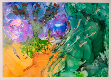 Peinture intitulée "on the seabed, flow…" par Natalja Surikova, Œuvre d'art originale, Encre