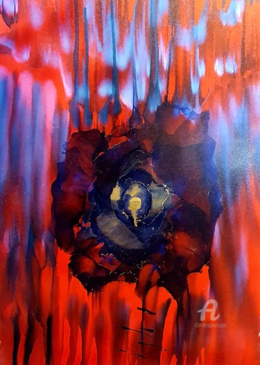 Malerei mit dem Titel "asteroid "Apophis"" von Natalja Surikova, Original-Kunstwerk, Tinte