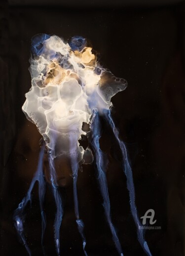 Картина под названием "jellyfish in the oc…" - Natalja Surikova, Подлинное произведение искусства, Чернила