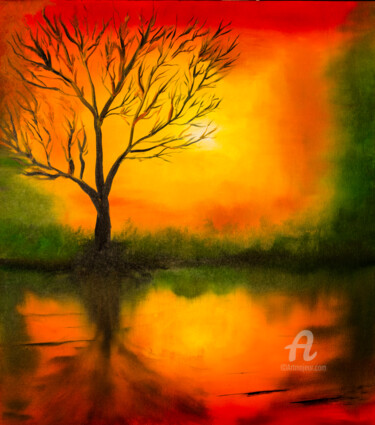 Картина под названием "where the sun falls…" - Natalja Surikova, Подлинное произведение искусства, Масло