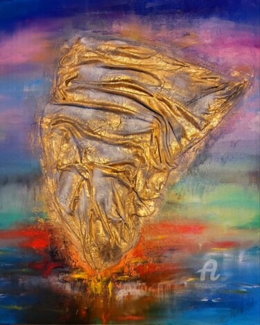 Картина под названием "The Flying Dutchman" - Natalja Surikova, Подлинное произведение искусства, Масло Установлен на Деревя…