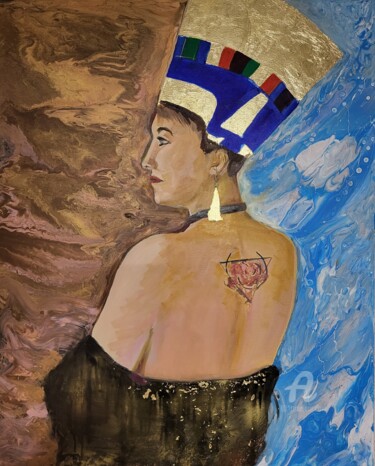 Peinture intitulée "portrait with freed…" par Natalja Surikova, Œuvre d'art originale, Huile