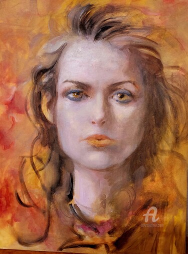 Painting titled "Margaret" by Natalja Surikova, Original Artwork, Oil Mounted on Wood Stretcher frame
