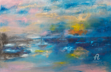 Painting titled "Before the storm" by Natalja Surikova, Original Artwork, Oil Mounted on Wood Stretcher frame