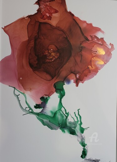 Painting titled "Rose in Abstraction" by Natalja Surikova, Original Artwork, Ink