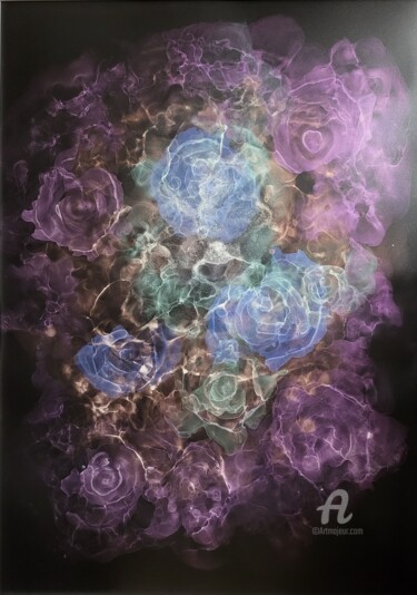 Schilderij getiteld "Roses in the univer…" door Natalja Surikova, Origineel Kunstwerk, Inkt