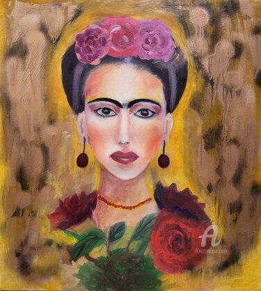Картина под названием "Frida" - Natalja Surikova, Подлинное произведение искусства, Масло Установлен на Деревянная рама для…
