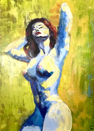 Schilderij getiteld "Nude art" door Natalja Dibanina, Origineel Kunstwerk, Acryl Gemonteerd op Frame voor houten brancard