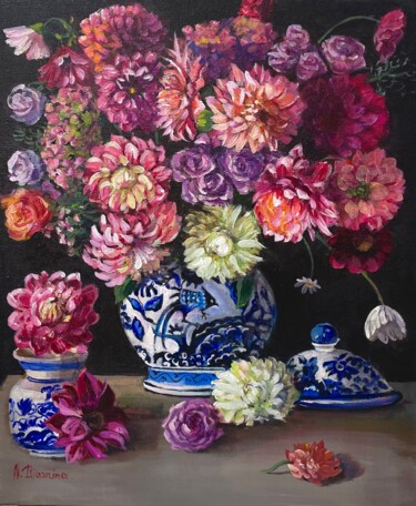 Peinture intitulée "A Bouquet of Flower…" par Natalja Dibanina, Œuvre d'art originale, Acrylique Monté sur Châssis en bois