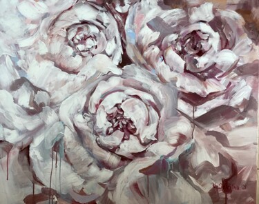 "Abstract Flowers" başlıklı Tablo Natalja Dibanina tarafından, Orijinal sanat, Akrilik Ahşap Sedye çerçevesi üzerine monte e…