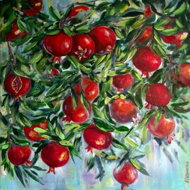 Картина под названием "Pomegranate Tree" - Natalja Dibanina, Подлинное произведение искусства, Акрил Установлен на Деревянна…