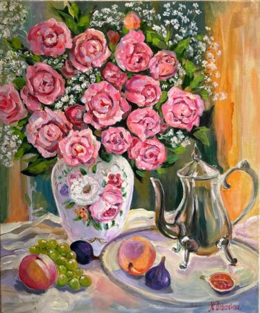 Картина под названием "Roses and Fruits St…" - Natalja Dibanina, Подлинное произведение искусства, Акрил Установлен на Дерев…