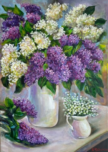 Картина под названием "Lilac" - Natalja Dibanina, Подлинное произведение искусства, Акрил Установлен на Деревянная рама для…