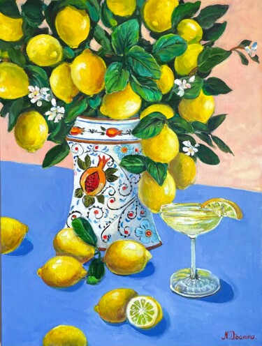 Pintura intitulada "Lemons Still Life" por Natalja Dibanina, Obras de arte originais, Acrílico
