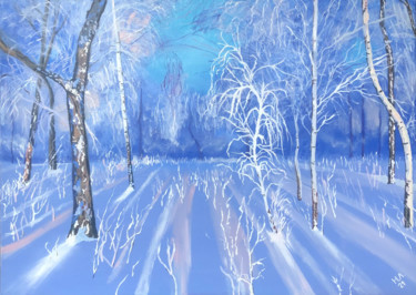 Schilderij getiteld "Зимний лес" door Nataliia Osadchuk, Origineel Kunstwerk, Olie