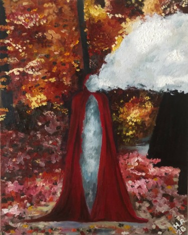 Картина под названием "Человек в красной м…" - Наталия Осадчук, Подлинное произведение искусства, Масло