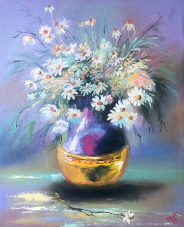 Painting titled "Ромашки" by Nataliia Osadchuk, Original Artwork, Oil