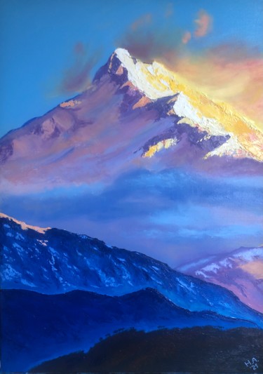 Картина под названием "Солнечные горы" - Наталия Осадчук, Подлинное произведение искусства, Масло