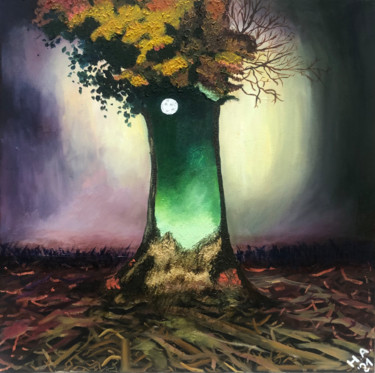 Painting titled "Дерево" by Nataliia Osadchuk, Original Artwork, Oil