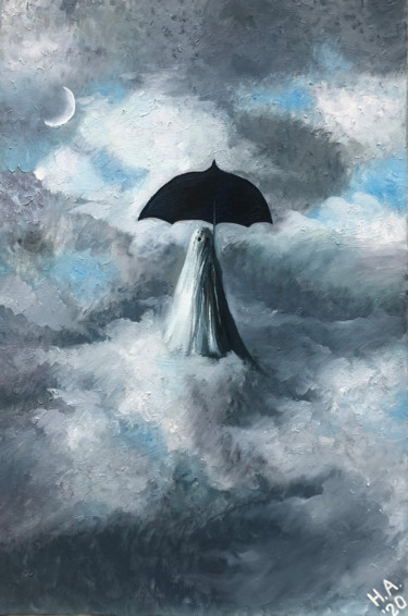 Картина под названием "В небе" - Наталия Осадчук, Подлинное произведение искусства, Масло
