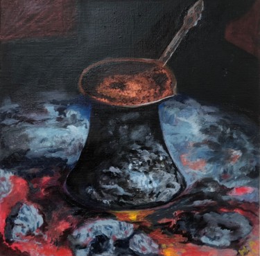 Painting titled "Кофе на углях" by Nataliia Osadchuk, Original Artwork, Oil