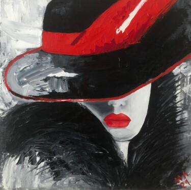 Pittura intitolato "Девушка в шляпе" da Nataliia Osadchuk, Opera d'arte originale, Olio