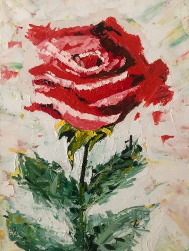Картина под названием "Роза" - Наталия Осадчук, Подлинное произведение искусства, Масло