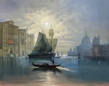 Pittura intitolato "Полночь в Венеции" da Nataliia Osadchuk, Opera d'arte originale, Olio