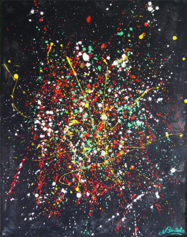 Painting titled "Feu d’artifice" by Nataly Art, Original Artwork, Acrylic Mounted on Wood Stretcher frame