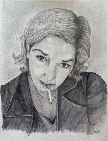 Drawing titled "Joelle" by Nataly Art, Original Artwork, Graphite