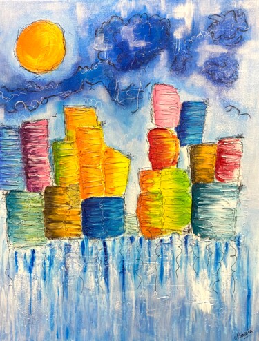 Painting titled "Color City" by Nataly Art, Original Artwork, Acrylic