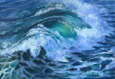 Painting titled "Tender Wave" by Nataly Mikhailiuk, Original Artwork, Pastel