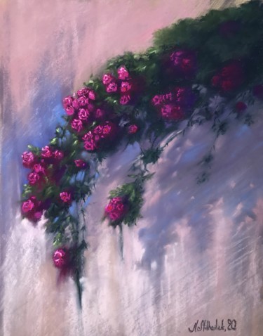 Peinture intitulée "Rose Shadow" par Nataly Mikhailiuk, Œuvre d'art originale, Pastel