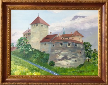 Painting titled "Vaduz Castle" by Nataly Mikhailiuk, Original Artwork, Oil