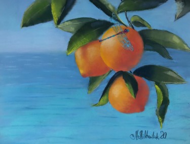 Peinture intitulée "Sunny Fruits" par Nataly Mikhailiuk, Œuvre d'art originale, Pastel