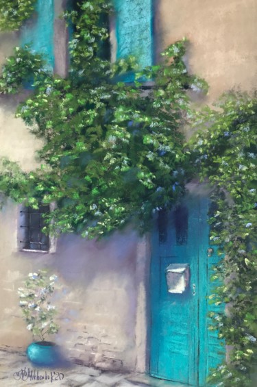 Painting titled "Turquoise Nest" by Nataly Mikhailiuk, Original Artwork, Pastel