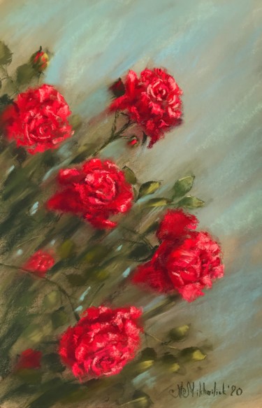 Painting titled "Roses from my Garde…" by Nataly Mikhailiuk, Original Artwork, Pastel