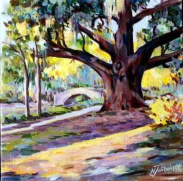 Painting titled "oak tree , New Orle…" by Nataly Jolibois, Original Artwork, Oil
