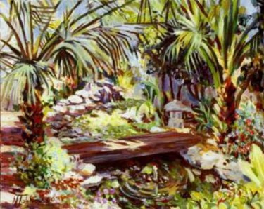 Painting titled "secret garden, New…" by Nataly Jolibois, Original Artwork, Oil