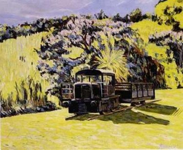 Painting titled "sugarcane train, Ma…" by Nataly Jolibois, Original Artwork, Oil
