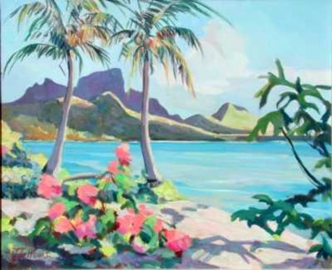 Painting titled "Bora Bora Otemanu" by Nataly Jolibois, Original Artwork, Oil